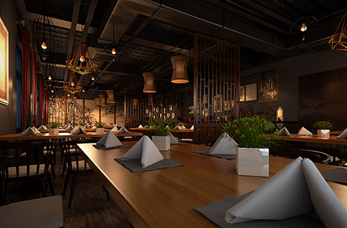 蒸湘简约大气中式风格餐厅设计装修效果图